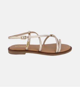 Sandales plates en cuir DUNIA - Les Tropeziennes par M. Belarbi - Or
