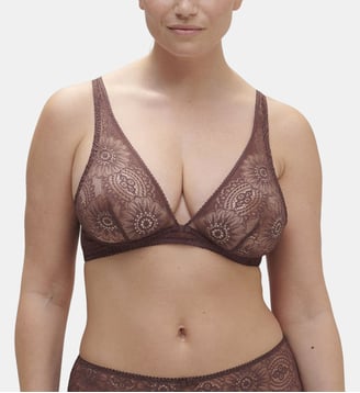 Soutien-gorge triangle Embleme sans armatures multi-positions dentelle tulle éco-responsable - Simone Pérèle - Aubergine