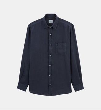 Chemise manches longues unie en lin - Serge Blanco - Gris