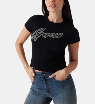 T-shirt logo clouté - Guess - Noir