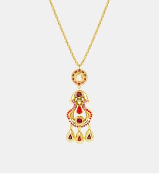 Collier sautoir  pendentif sculptural  - Gloria - Satellite - Rouge