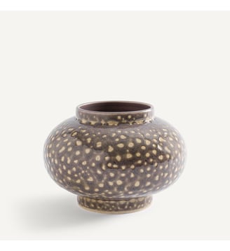 Vase rond en céramique émaillée tachetée, hauteur 12,5 cm - AM.PM - Violine mouchetée