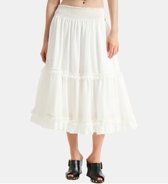 Jupe longue à fronces - Balmain - Blanc