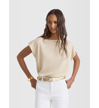 ceinture Jorisse en cuir de vache doré - Agnès b. - Jaune tresor
