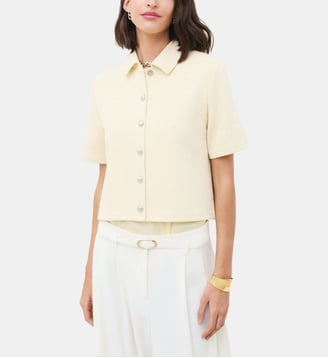 T-shirt tael - Motif uni - Coupe droite - Caroll - Jaune pastel