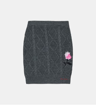 Jupe en maille torsadée avec broderie - Marni - Gris foncé