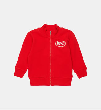 Sweat à fermeture zippée intégrale avec logo - Diesel Kids - Rouge