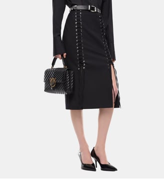 Jupe midi ajustée à double fente - Pinko - Limousine noire