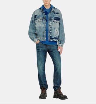 Veste trucker avec effets patch - Diesel - Bleu moyen