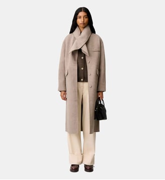 Manteau long laine col foulard - Claudie Pierlot - Beige