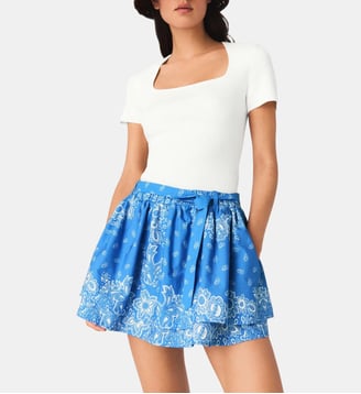Jupe à volants imprimée - Maje - Bleu ciel bandana print