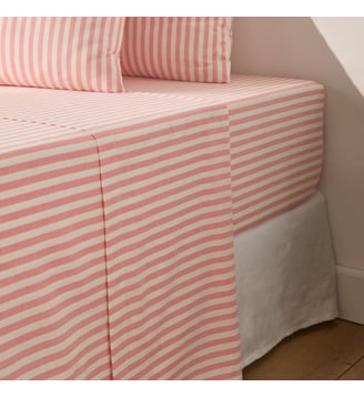 Drap plat en coton - La Redoute Interieurs - Rayé corail