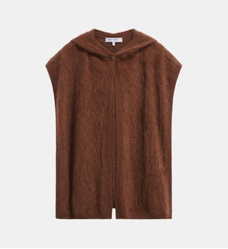 Poncho à capuche en cachemire brossé - SINE - Gerard Darel - Sable