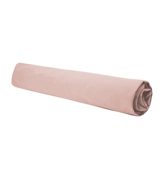 Drap housse en percale de coton lavé, DOUCEUR LAVÉE - Blanc Cerise - Vieux rose