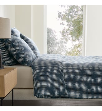 Housse de couette en satin de coton lavé - AM.PM - Bleu nuit