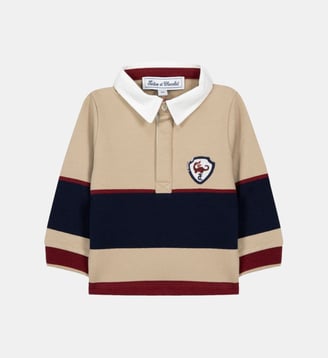 Polo - Sable col pointu écusson brodé - Tartine Et Chocolat - Beige