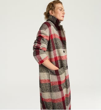 Manteau william en maxi carreaux de laine bouclé - Momonì - Rouge