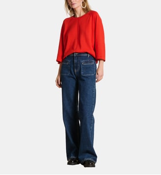 Pull oversize maille fine col rond - La Fée Maraboutée - Jaspe