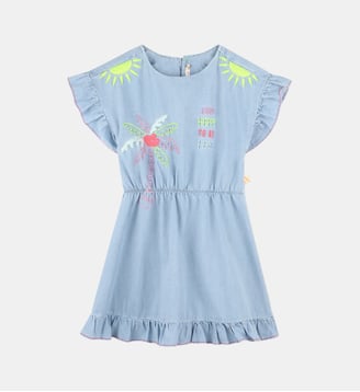 Robe en jean avec broderies - Billieblush - Bleu délavé