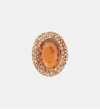 Bague ovale avec cabochon central et strass CILAOS - Hipanema - Ambre