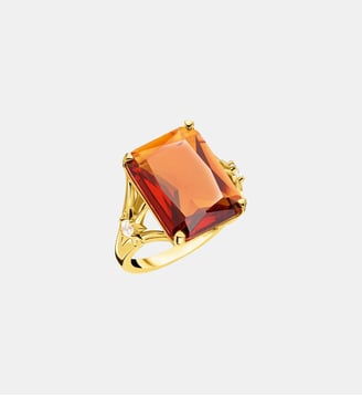 Bague Pierre orange grande avec étoile Thomas Sabo