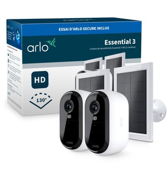 Caméra de surveillance 2 caméras ext Essential3 2K+ pan. sol Arlo