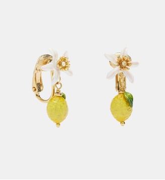 Boucles d'oreilles citron et fleur blanche - Les Néréides - Jaune