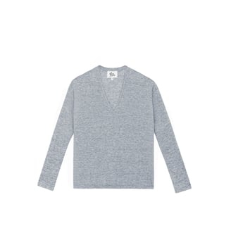 T-shirt manches longues col v uni TARCEL - La Petite Etoile - Gris chine