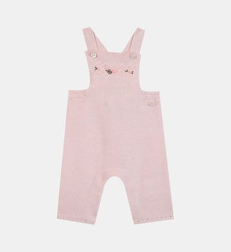 Salopette longue - Rosée coton broderie fleurie - Tartine Et Chocolat - Rose pâle