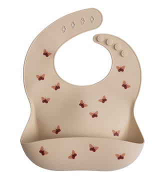Bavoir à poche en silicone - Mushie - Écru