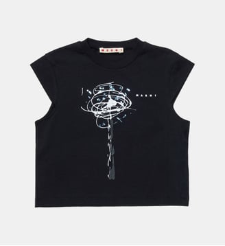 T-shirt avec logo sur la poitrine - Marni - Noir
