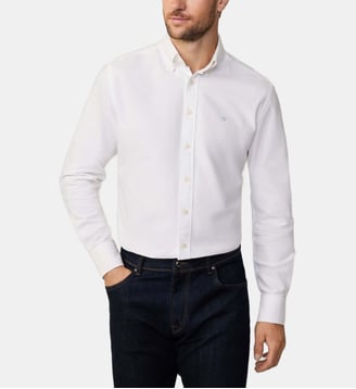 Chemise slim coton oxford - Hackett London - Blanc