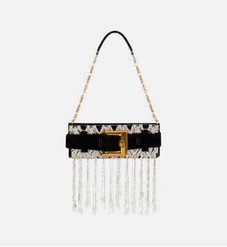 Pochette Anthem en velours brodé - Balmain - Noir
