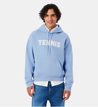 Sweatshirt à capuche imprimé tennis - Lacoste - Bleu clair