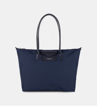 Sac cabas Smart KBA toile et cuir - Lancaster - Bleu marine