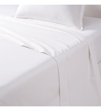 Drap plat en percale de coton - Desforges - Blanc