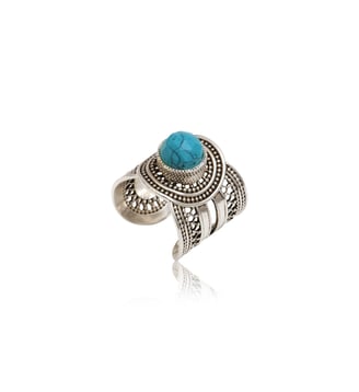 Bague medium ajustable   - Noor - Satellite - Bleu turquoise