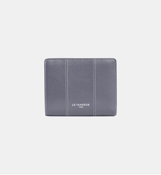 Petit portefeuille Marguerite en cuir grainé - Le Tanneur - Bleu acier