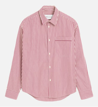 Chemise boxy manches longues unisexe en coton - AMI Paris - Écru et bordeaux
