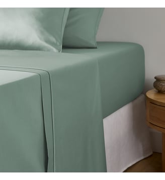 Drap plat uni en satin de coton, 153 fils - La Redoute Interieurs - Sauge