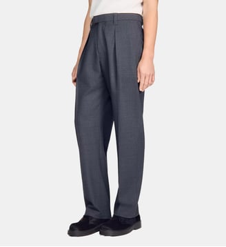 Pantalon large en laine - Sandro - Anthracite