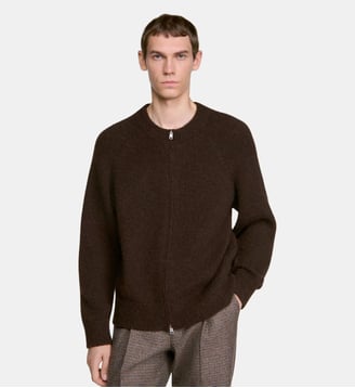 Cardigan style bomber à zip - Sandro - Chocolat
