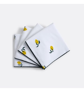 Lot de 4 serviettes de table imprimées en coton - La Redoute Interieurs - Imprimé citron