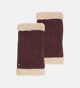 Mitaines en cuir de chèvre velours, doublés imitation fourrure - Isotoner - Bordeaux