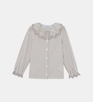 Blouse -  moyen rayures col volanté - Tartine Et Chocolat - Beige
