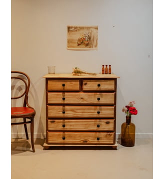 Commode en bois brut Garance N°616- Produit chiné - Debongout - Bois clair