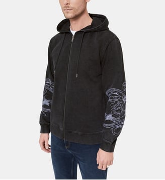 Sweatshirt à capuche avec broderies - The Kooples - Black washed