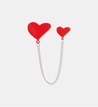 pin's double coeur - Agnès b. - Rouge garance