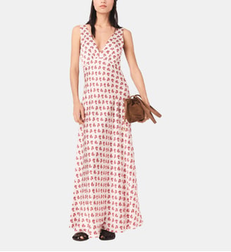 Robe imprimée en soie - Maje - Rouge petites fleurs print
