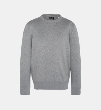 Pull col rond en maille fine - Schott - Gris chiné